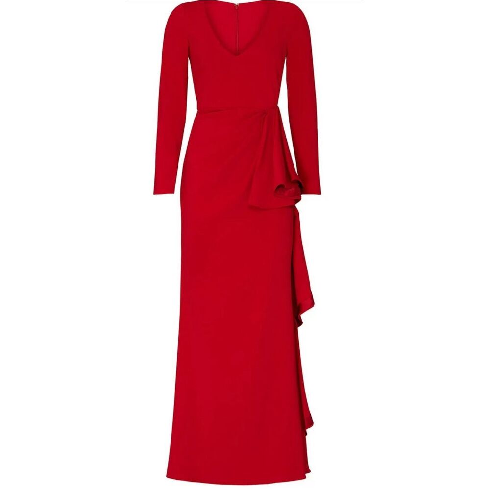Badgley Mischka Red Front Ruffle Gown Size 6 $880‎ MSRP